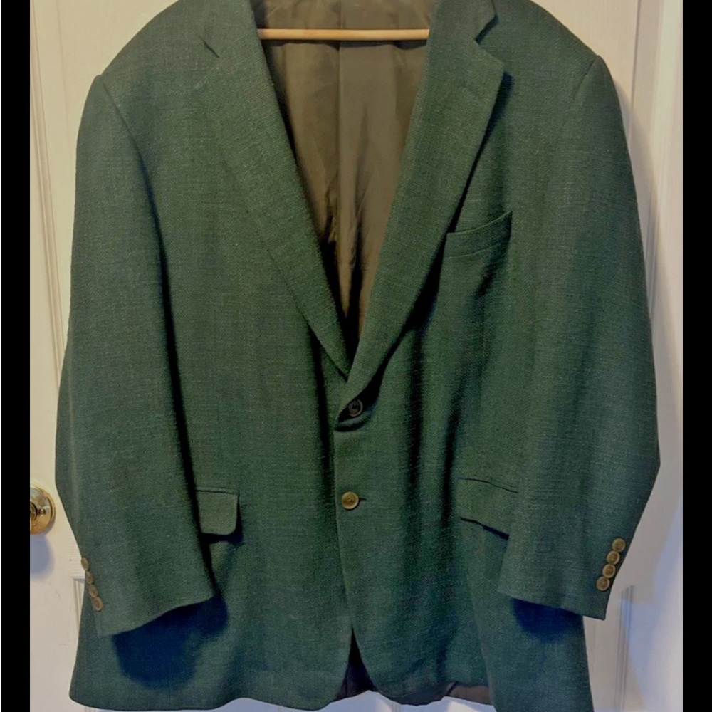 Vintage Paul Stuart Blazer 48L Tall Hunter Green Tweed Wool